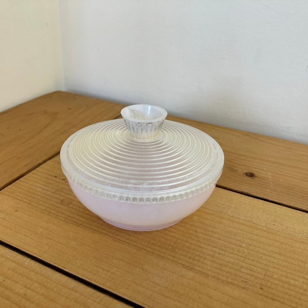 Fosta Celluloid Powder Box with Lid Pale Pink Vintage Trinket Bowl Dish